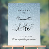 Light Blue Glitter Sweet 16 Personalized Welcome (Neutre)
