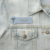 Light Blue Gold Caduceus Fine Professional Naamplaatje (In situ)