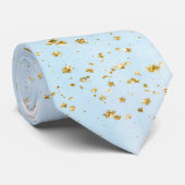 Light Blue Gold Floral Groom bruiloft Stropdas (Opgerold)