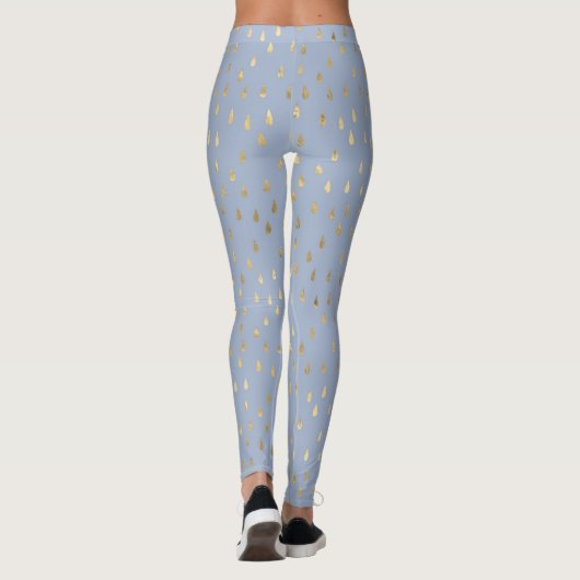 Light Blue Gold Raindrop Modern Trendy Yoga Leggings (Achterkant)