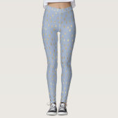 Light Blue Gold Raindrop Modern Trendy Yoga Leggings (Voorkant)