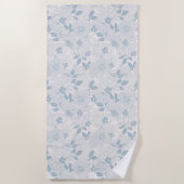 Light Blue-Grey Flowers Pattern Strandlaken (Voorkant)