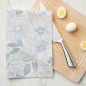 Light Blue-Grey  Flowers Pattern Theedoek (Quarter Fold)