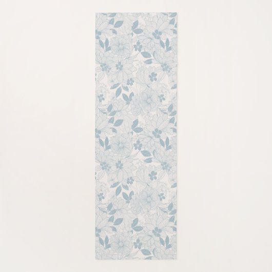 Light Blue-Grey Flowers Pattern Yogamat (Achterkant)