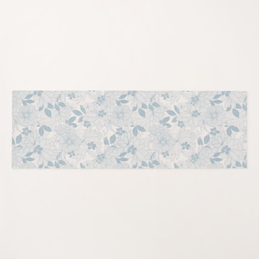 Light Blue-Grey Flowers Pattern Yogamat (Voorkant (horizontaal))