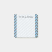 Light Blue & Grey Stripes Pattern + Custom Name Post-it® Notes (Voorkant)