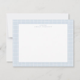 Light Blue Grid Frame Note Card Kaart