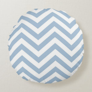 Light Blue Grunge Textured Chevron Rond Kussen