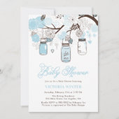 Light Blue Hanging Mason Jars Baby shower Kaart (Voorkant)