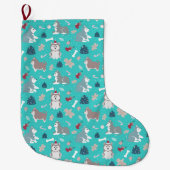 Light Blue Husky Dog-kerststop Grote Kerstsok (Voorkant)