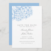 Light Blue Hydrangea Wedding Save the Date (Voorkant / Achterkant)