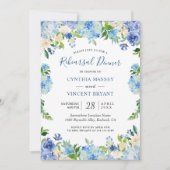 Light Blue Hydrangeas Floral Chic Rehearings Dinne Kaart (Voorkant)