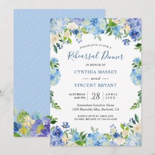 Light Blue Hydrangeas Floral Chic Rehearings Dinne Kaart