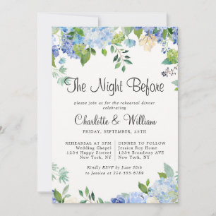 Light Blue Hydrangeas Floral Chic Rehearings Dinne Kaart