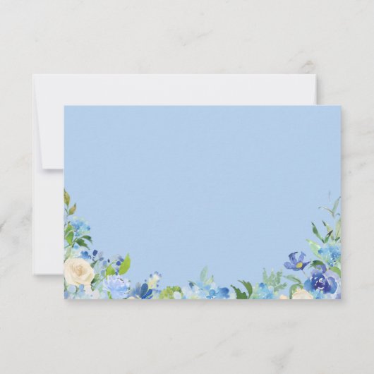 Light Blue Hydrangeas Floral Waterverf RSVP-kaart RSVP Kaartje (Achterkant)