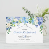 Light Blue Hydrangeas Greenery Bridesmaids Brunch Kaart (Staand voorkant)