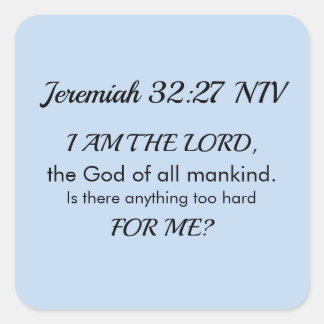Light Blue Inspirational Bible Verse Power of God Vierkante Sticker