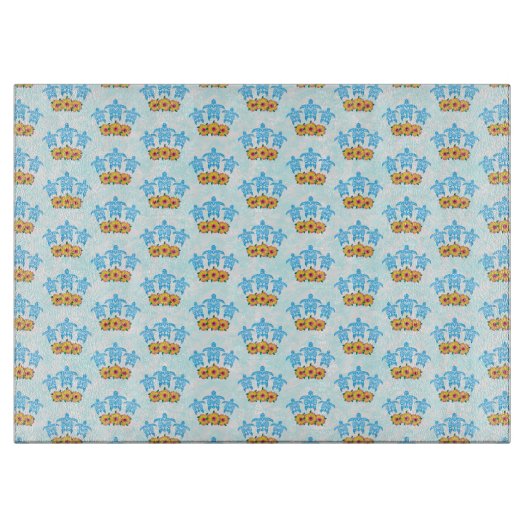 Light Blue Island Tribal Green Sea Turtles Snijplank (Voorkant)