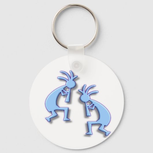 Light Blue Kokopelli Sleutelhanger (Voorkant)