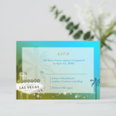 Light Blue Las Vegas Strip Weddenschap RSVP (Staand voorkant)