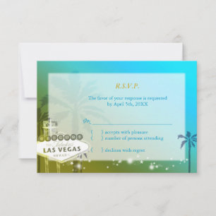 Light Blue Las Vegas Strip Weddenschap RSVP Kaartje