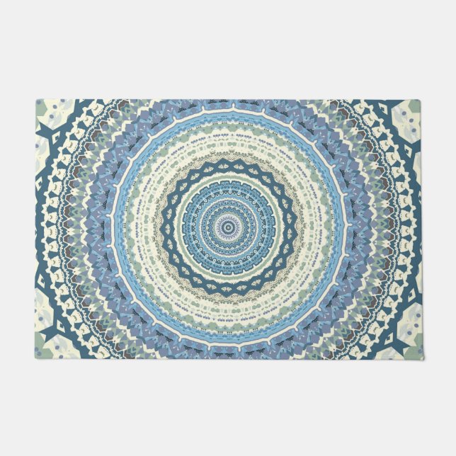 Light Blue Lavender Mandala Deurmat (Voorkant)
