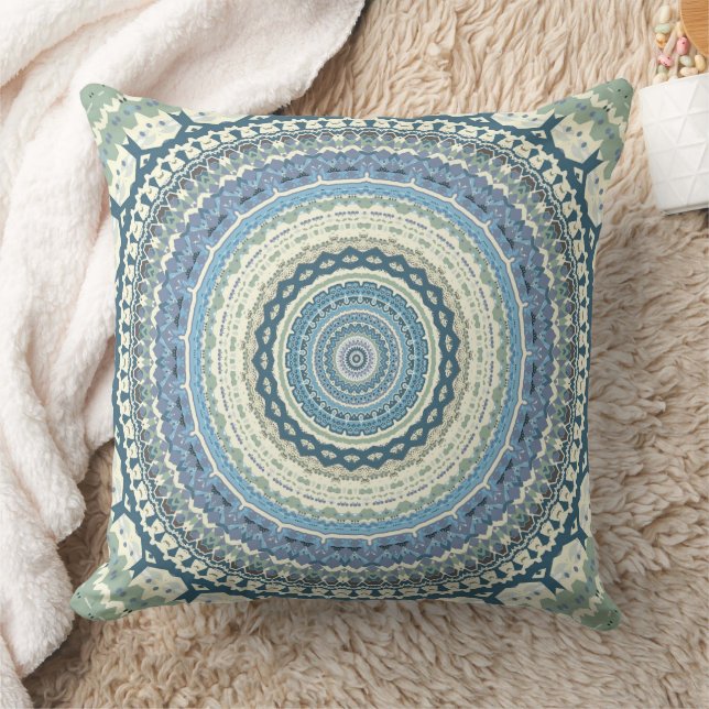 Light Blue Lavender Mandala Kussen (Deken)