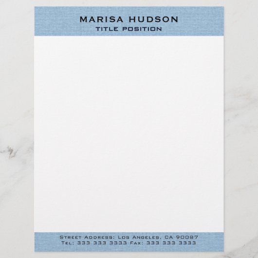 Light blue Linen Fabric Texture Briefhoofd (Voorkant)