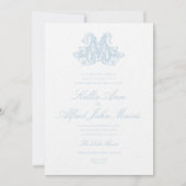 Light Blue "M" Monogram Wedding Invitation (Devant)