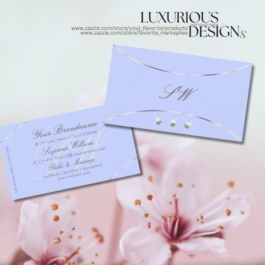 Light Blue met White Gold en Jewelen & Monogram Visitekaartje