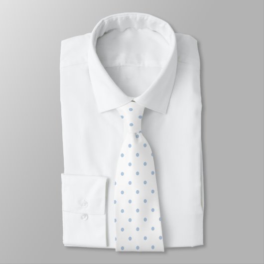 Light Blue Mini Polka Dot Pattern op White Stropdas (Gebonden)