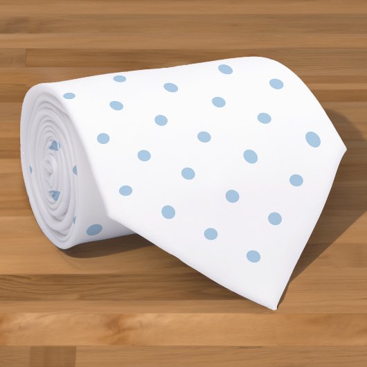 Light Blue Mini Polka Dot Pattern op White Stropdas