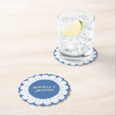Light Blue Minimalist Paper Wedding Coasters Kartonnen Onderzetters (Insitu)