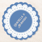 Light Blue Minimalist Paper Wedding Coasters Kartonnen Onderzetters (Voorkant)