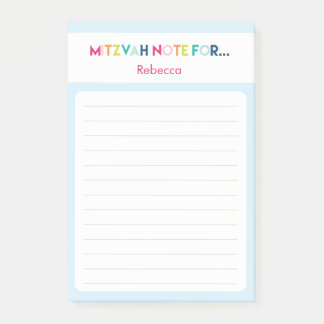 Light Blue Mitzvah Note: 4x6 Sticky Pad Post-it® Notes
