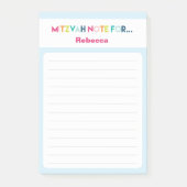 Light Blue Mitzvah Note: 4x6 Sticky Pad Post-it® Notes (Voorkant)