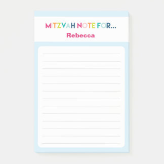 Light Blue Mitzvah Note: 4x6 Sticky Pad Post-it® Notes
