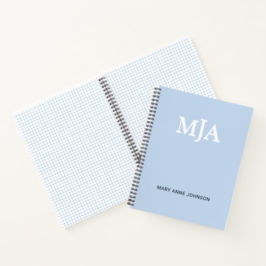 Light Blue Monogram 3 Initialen met drie letters M Notitieboek (Binnen)