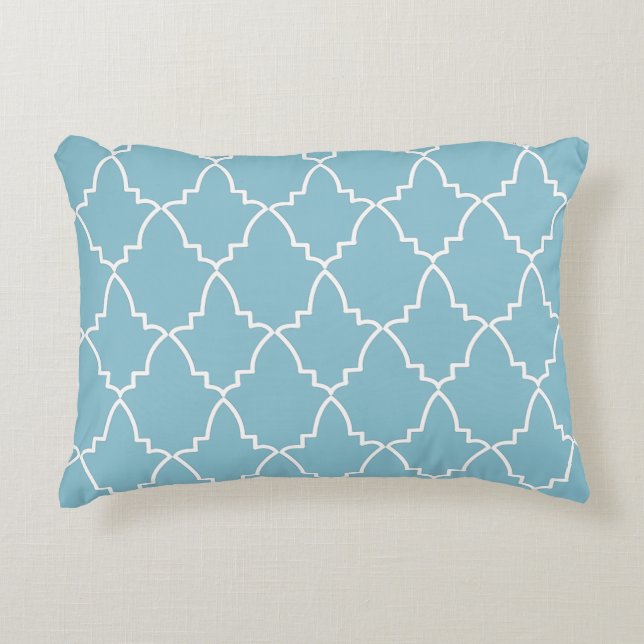 Light Blue Moroccan Lattice Pattern Accent Kussen (Voorkant)