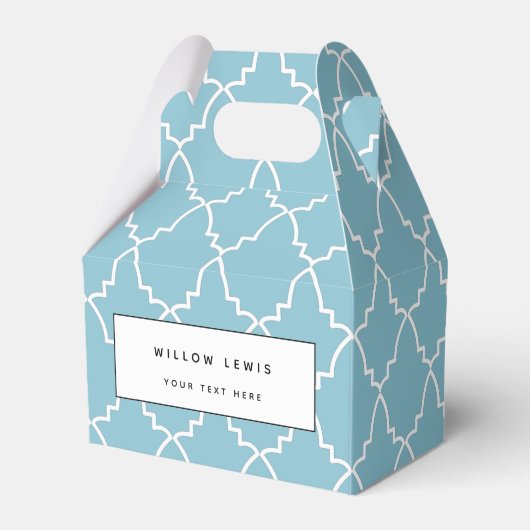 Light Blue Moroccan Lattice Pattern Bedankdoosjes (Voorkant Zijde)