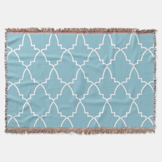 Light Blue Moroccan Lattice Pattern Deken (Voorkant)