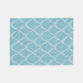 Light Blue Moroccan Lattice Pattern Fleece Deken (Voorkant (Horizontaal))