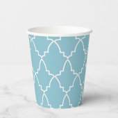 Light Blue Moroccan Lattice Pattern Papieren Bekers (Achterkant)