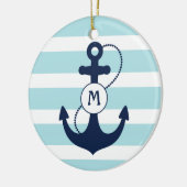 Light Blue Nautical Anchor Monogram Keramisch Ornament (Links)