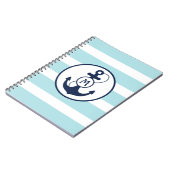 Light Blue Nautical Anchor Monogram Notitieboek (Linkerzijde)