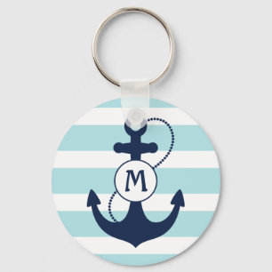 Light Blue Nautical Anchor Monogram Sleutelhanger
