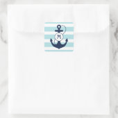 Light Blue Nautical Anchor Monogram Vierkante Sticker (Tas)
