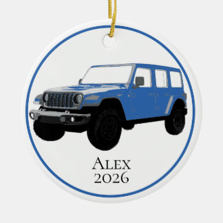 Light Blue Off-Road Utility Vehicle 7 slot grille Keramisch Ornament