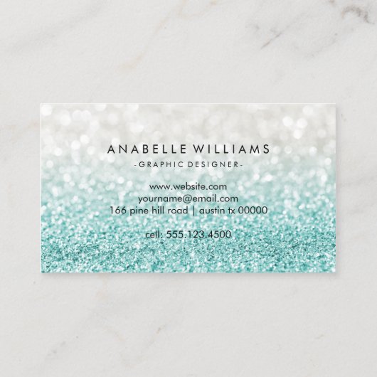 Light Blue Ombre Glitter en Bokeh Pattern Visitekaartje (Achterkant)