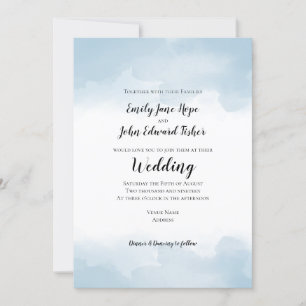 Light Blue Pastel Waterverven Wedding Kaart